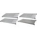 A white metal shelf with a grey mat and white grates on it.