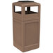 A brown rectangular Commercial Zone PolyTec waste container with an ashtray dome lid.