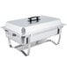 A stainless steel Choice Economy chafing dish with a black handle.