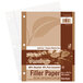 A brown sign with white text reading "Pacon Ecology White Wide Ruled Filler Paper"