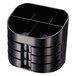 A black plastic Officemate desk organizer with 11 sections.