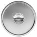 A Vollrath stainless steel stock pot lid with a round knob.