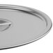 A Vollrath stainless steel stock pot lid.