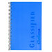 A blue spiral bound TOPS notebook with the word "classified" in white on the cover.