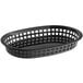 A black Tablecraft oval platter basket with a grid pattern.