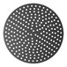 An American Metalcraft hard coat anodized black circular pizza disk with white dots.