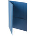 A blue rectangular folder with pockets.