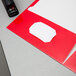 A red Oxford 2-pocket folder with high gloss laminated paper.