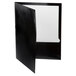 A black rectangular Oxford 2-pocket folder with high gloss laminated paper and white inside.