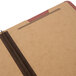 A brown Pendaflex moisture-resistant legal size classification folder with a brown strap.