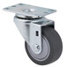 A 3" metal swivel plate caster with a black rubber wheel.