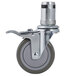 A Vulcan 4" swivel stem caster with a metal wheel and black rubber wheel.