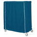 A Mariner blue uncoated nylon cover with zippered closure on a Metro cart.