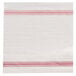 A white napkin with red stripes.