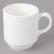 Bon Chef 1400002P Stacked Lines 8 oz. White Porcelain Mug - 36/Case Main Thumbnail 3