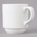Bon Chef 1400002P Stacked Lines 8 oz. White Porcelain Mug - 36/Case Main Thumbnail 2