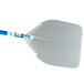 A silver and blue GI Metal square pizza peel with a blue anodized aluminum handle.