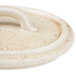 A white porcelain Bon Chef oval lid with a handle.