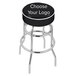 A black Holland Bar Stool NHL logo swivel bar stool with white text on the seat.
