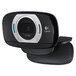 A black Logitech webcam with a silver circle and a logo.