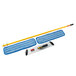 A Rubbermaid HYGEN 18" Microfiber Wet Mop Kit with blue and yellow mop pads and a mop.