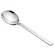 A close-up of a Walco stainless steel bouillon spoon with a long handle and a silver finish.