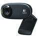 A close-up of a Logitech C310 HD webcam with a black plastic stand.
