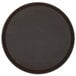 A brown round Cambro Treadlite non-skid serving tray.