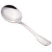 A Walco Luxor stainless steel bouillon spoon with a silver handle.