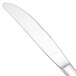 A close-up of a Walco Meteor stainless steel dinner knife with a white handle.