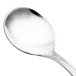A close-up of a Walco Danish Pride bouillon spoon with a silver handle.