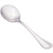 A close-up of a Walco stainless steel bouillon spoon with a silver handle.