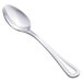 A close-up of a silver Walco Lisbon demitasse spoon.