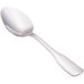 A close-up of the Walco Saville stainless steel dessert spoon with a silver handle.