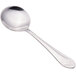 A close-up of a Walco stainless steel bouillon spoon with a handle.