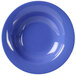 A purple melamine bowl with a wide blue rim.