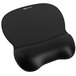 An Innovera black mouse pad with a curved edge and gel wrist rest.