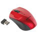 An Innovera black and red wireless computer mouse with a USB cable.