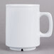 A white mug with a white handle.