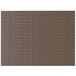 A brown woven vinyl rectangle placemat with a black border.