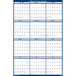 A white calendar with blue and gray text and numbers.