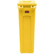 A yellow Rubbermaid Slim Jim rectangular trash can with a lid.