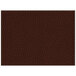 A close up of a mahogany faux leather rectangle placemat with black stitching.