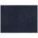 A close up of a blue faux leather rectangle placemat with stitching.