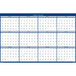 A white calendar with blue numbers and a blue border.