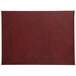 A white rectangular hardboard placemat with a red leather cover and dark brown border.