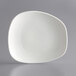 Acopa Nova 7 1/8" x 6 1/2" Cream White Asymmetric Stoneware Plate - 36/Case Main Thumbnail 3