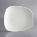 Acopa Nova 12 1/4" x 10 1/4" Cream White Asymmetric Stoneware Plate - 12/Case Main Thumbnail 3