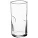 A clear Acopa beverage glass with a circular design on it.