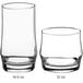 Two Acopa beverage glasses with measurements on them.